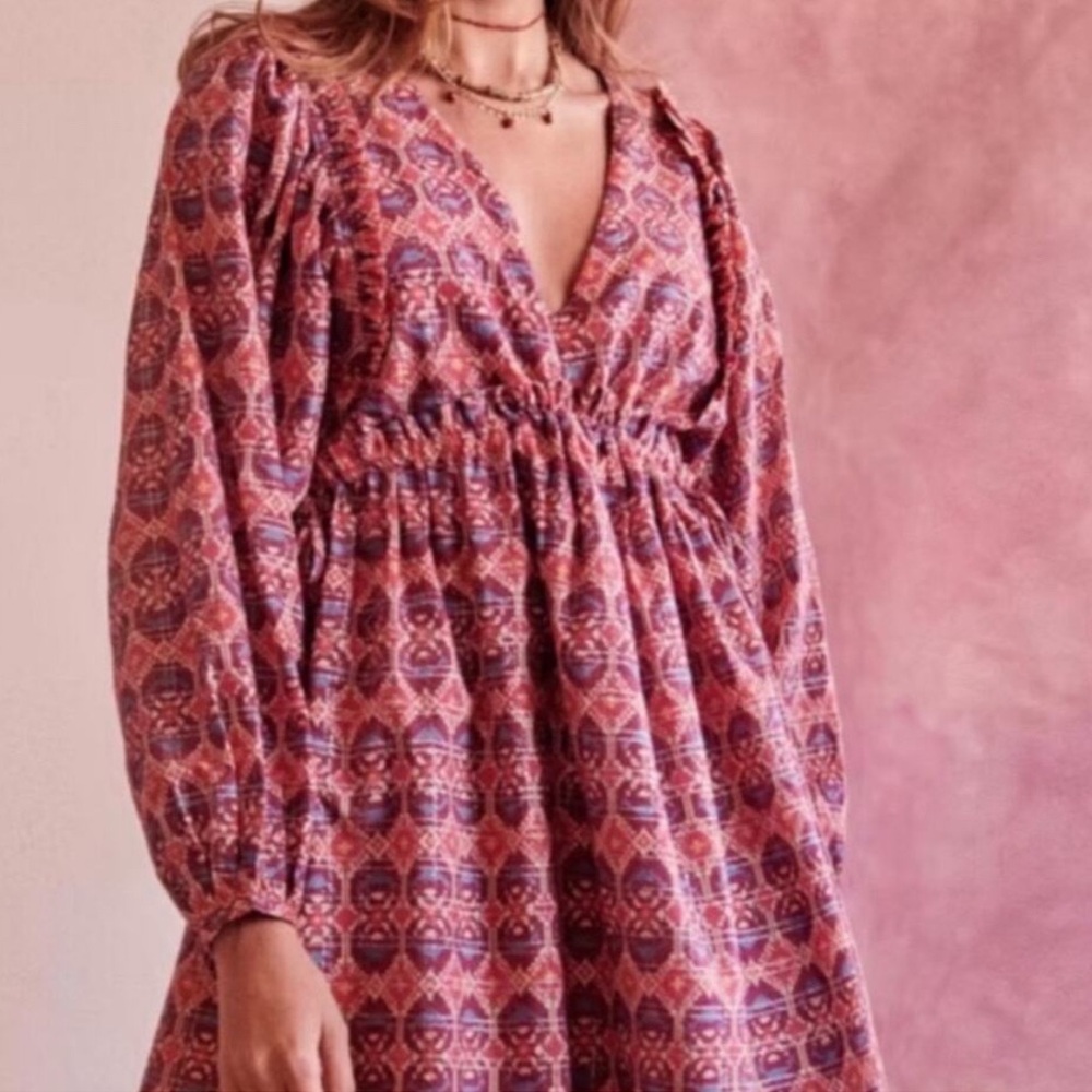 SEZANE Evy Ikat Pink Patterned Dress